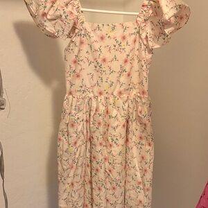 Tahari Pink Floral Puff Sleeve Dress